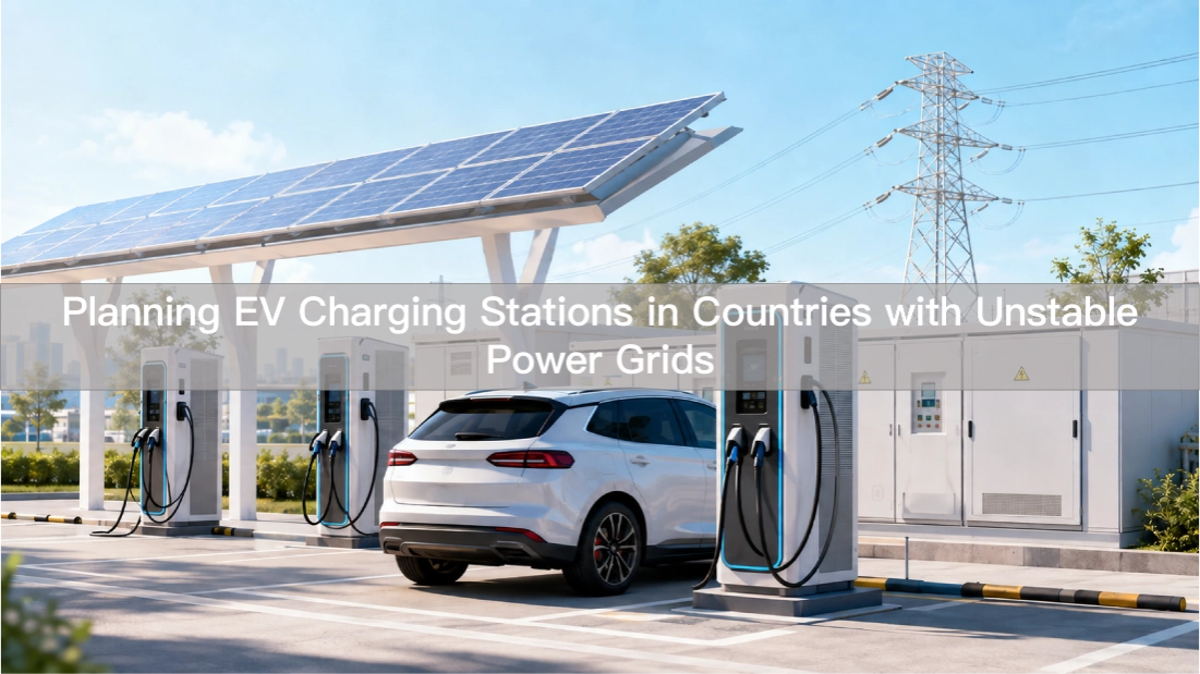 Planning EV Charging Stations in Countries with Unstable Power Grids