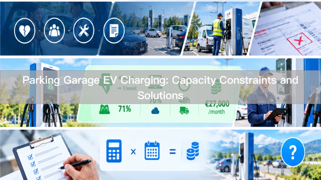 Puntos de recarga para vehículos eléctricos en aparcamientos: limitaciones de capacidad y soluciones.