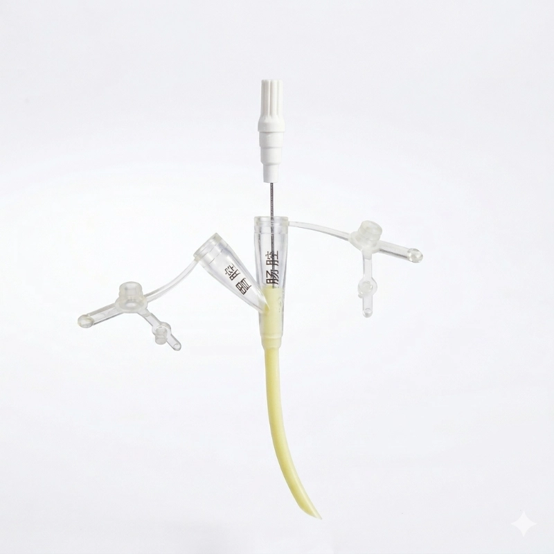 Dual-Lumen Nasojejunal (NJ) Feeding Tube with Gastric decompression and Hydrophilic Coating