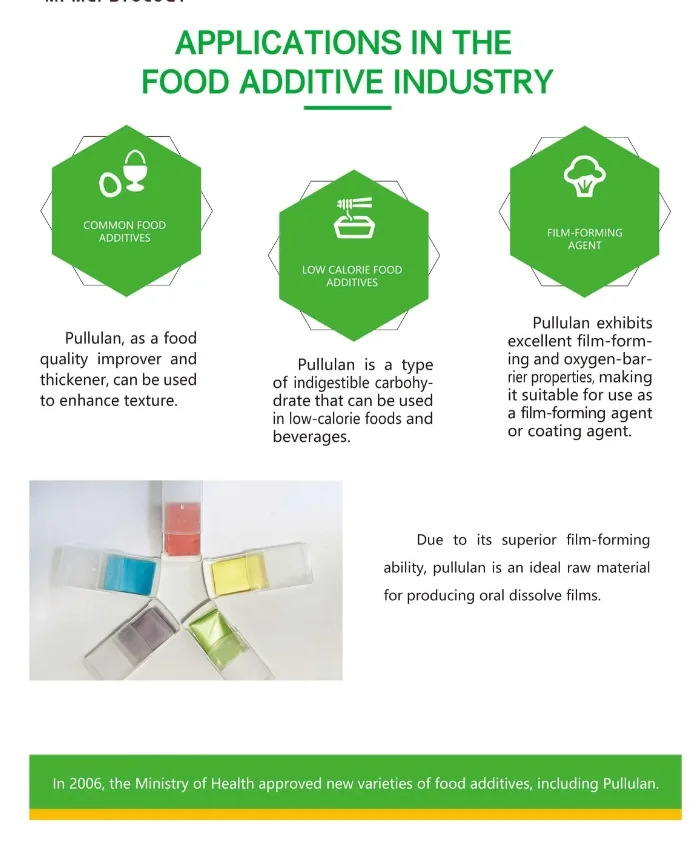 Pullulan chất lượng cao CAS 9057-02-7 từ BLIT Chemical dùng trong ngành thực phẩm, dược phẩm và mỹ phẩm. Đây là polysaccharid tự nhiên với đặc tính tạo màng tuyệt vời.