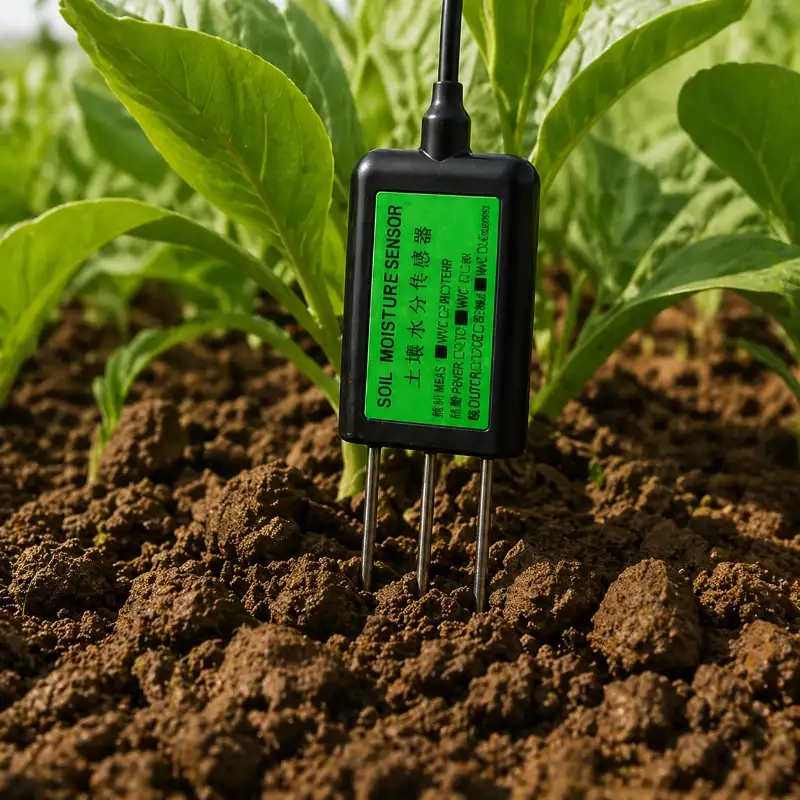 IP68 soil moisture probe installed in farmland
