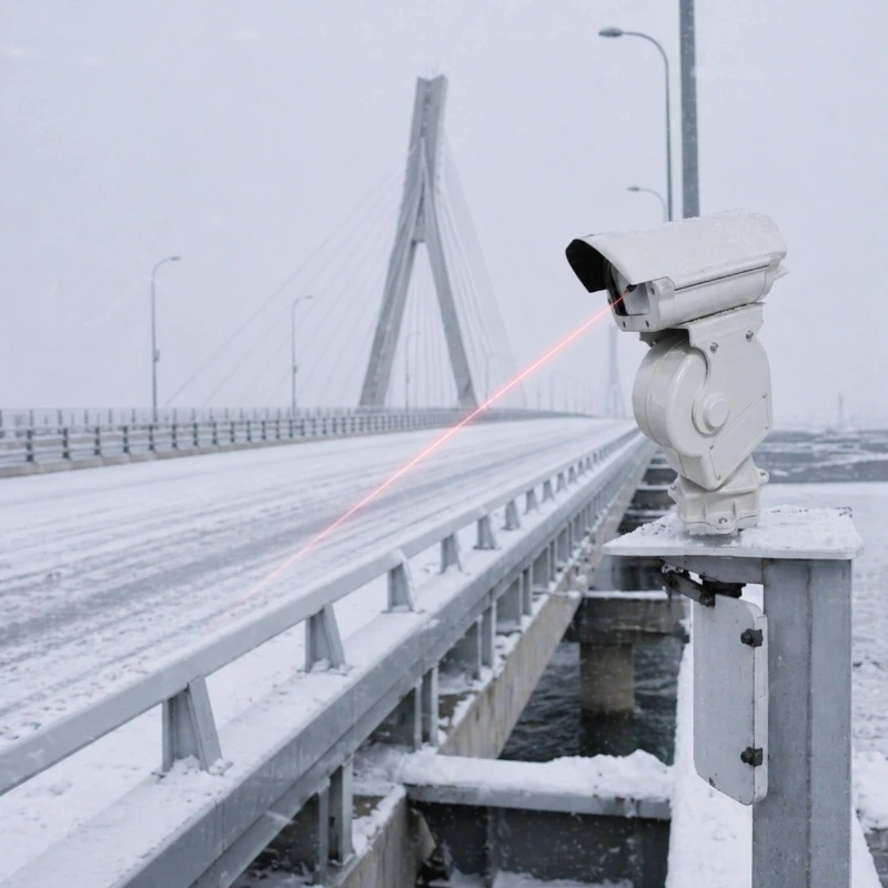 Laser snow depth monitor for photovoltaic snow accumulation