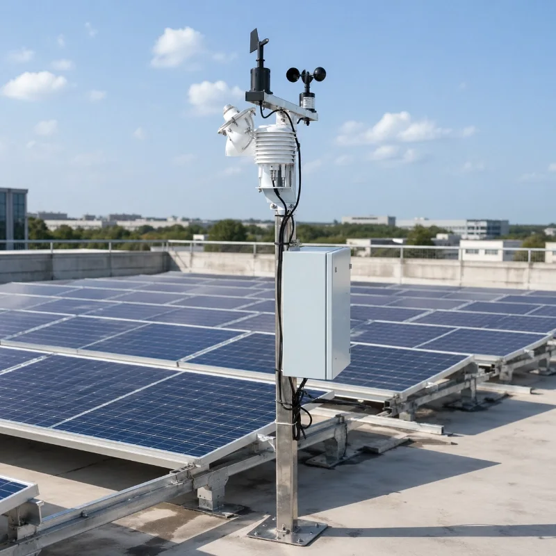 Photovoltaic weather station with irradiance sensor
