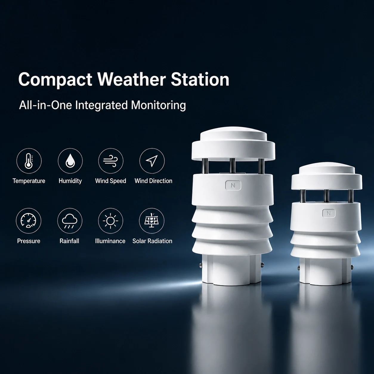 Compact Weather Station for Smart City, Agriculture and Road Monitoring