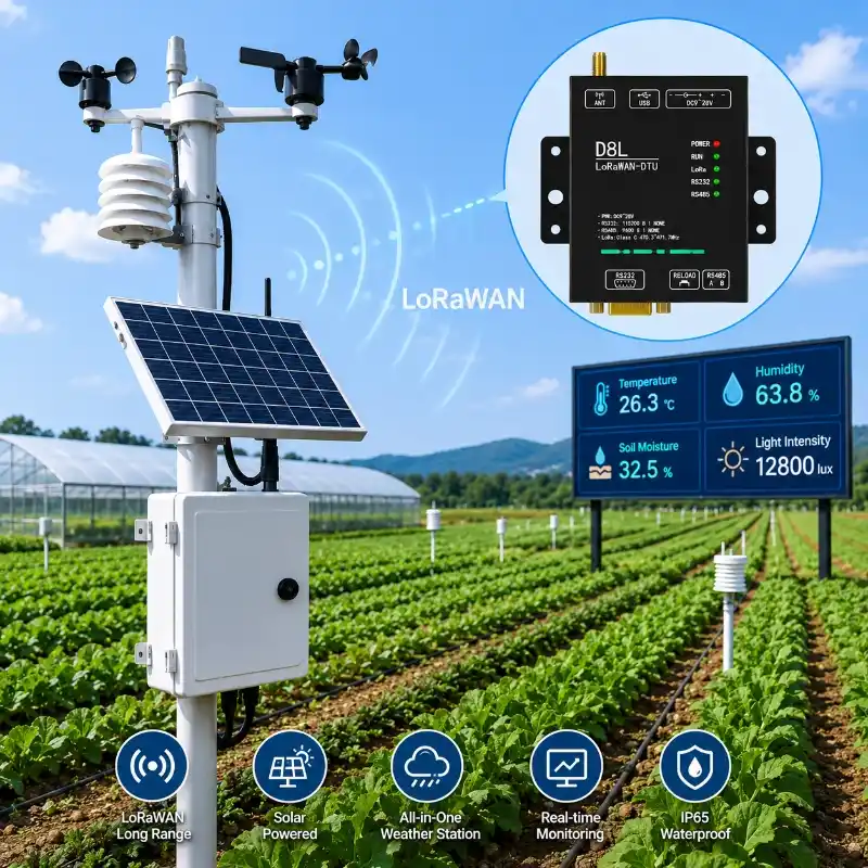 D8L LoRaWAN DTU, outdoor monitoring, weather station