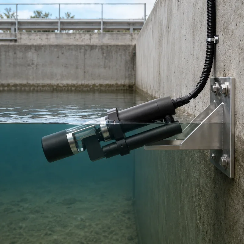 Digital water transparency sensor with automatic cleaning brush