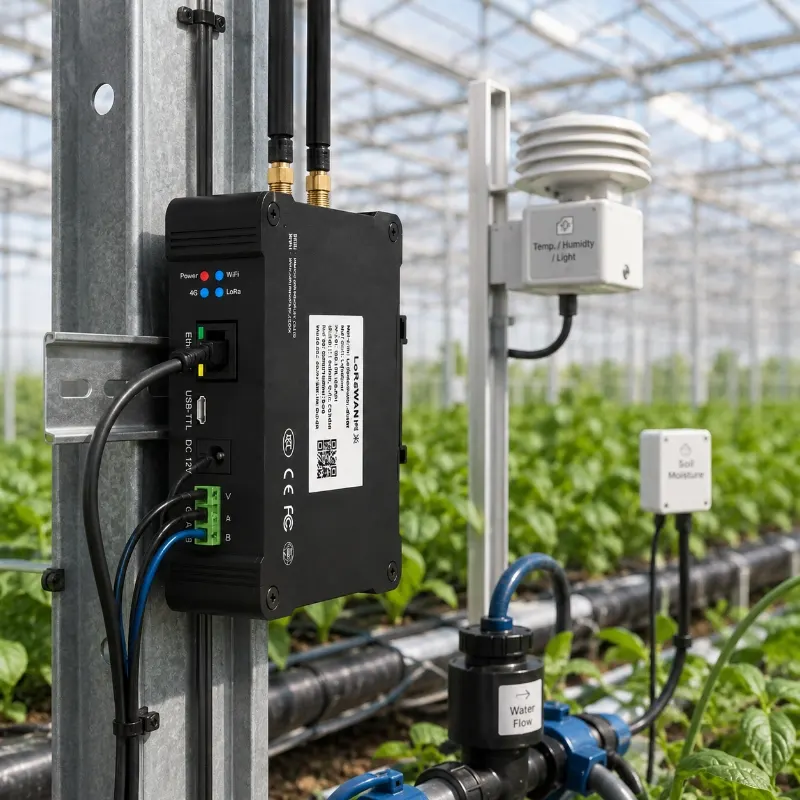 Greenhouse LoRaWAN gateway soil light sensors