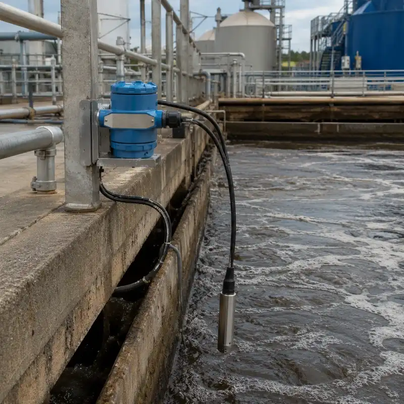 IP68 level sensor for wastewater treatment basin monitoring