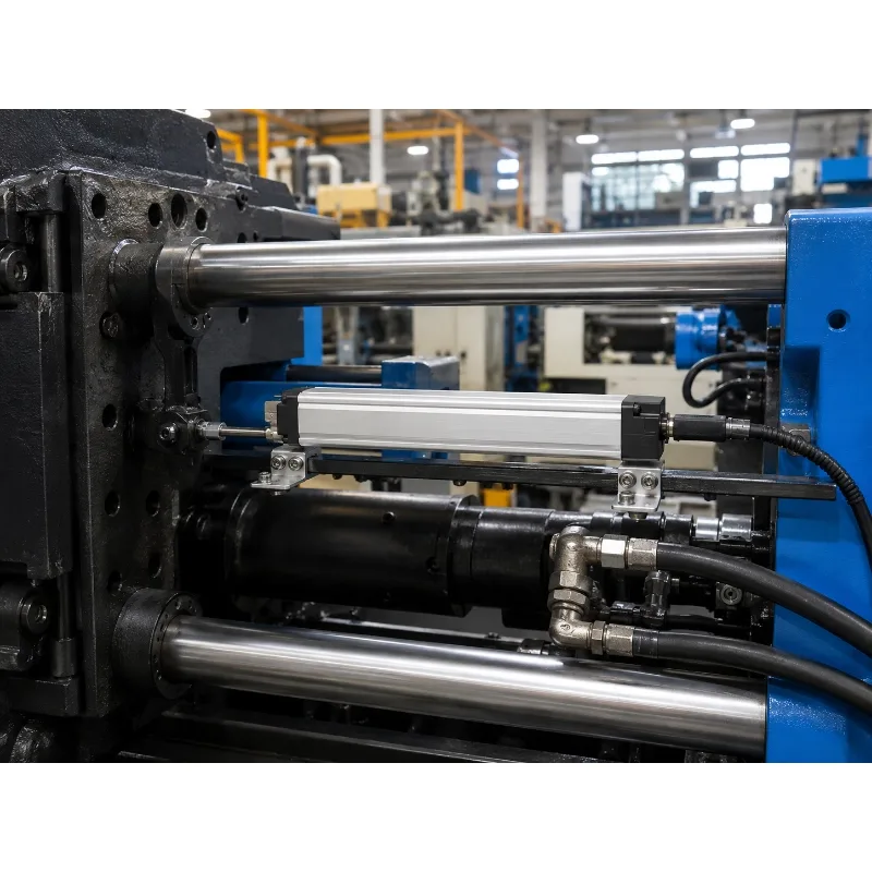 Long stroke displacement sensor for hydraulic machine feedback