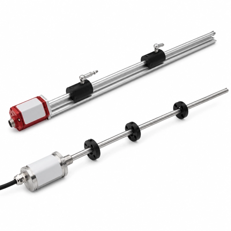 Magnetostrictive displacement sensor for hydraulic cylinder position feedback
