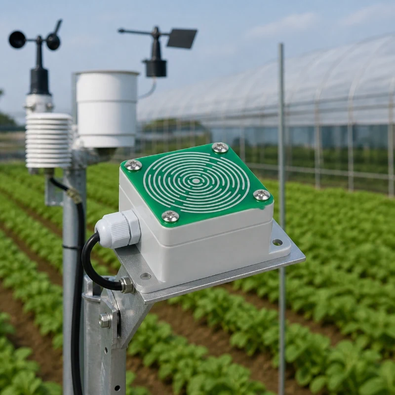 Outdoor rain snow sensor installed at 15 degree angle