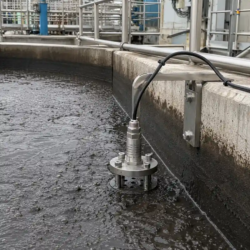 Sewage sludge level sensor for wastewater treatment plant applications