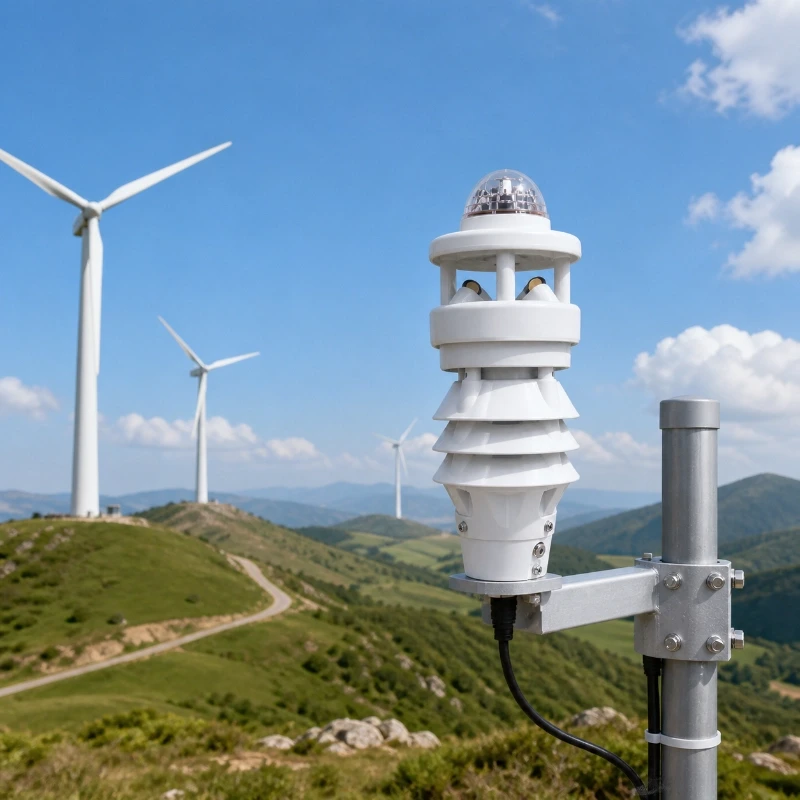 Weather station measuring temperature humidity wind rainfall radiation