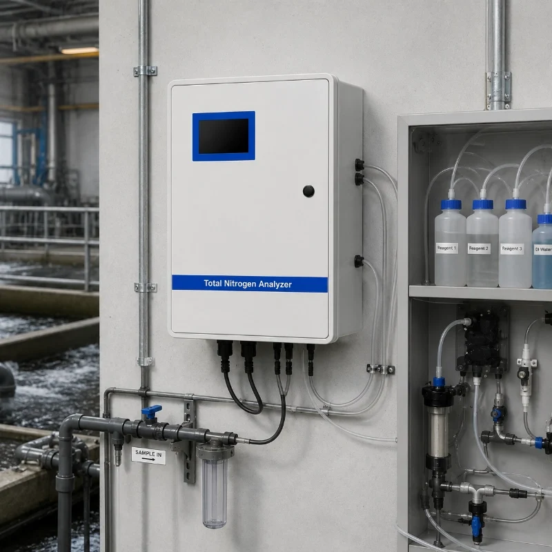 industrial wastewater total nitrogen analyzer with sampling pipeline and reagent system