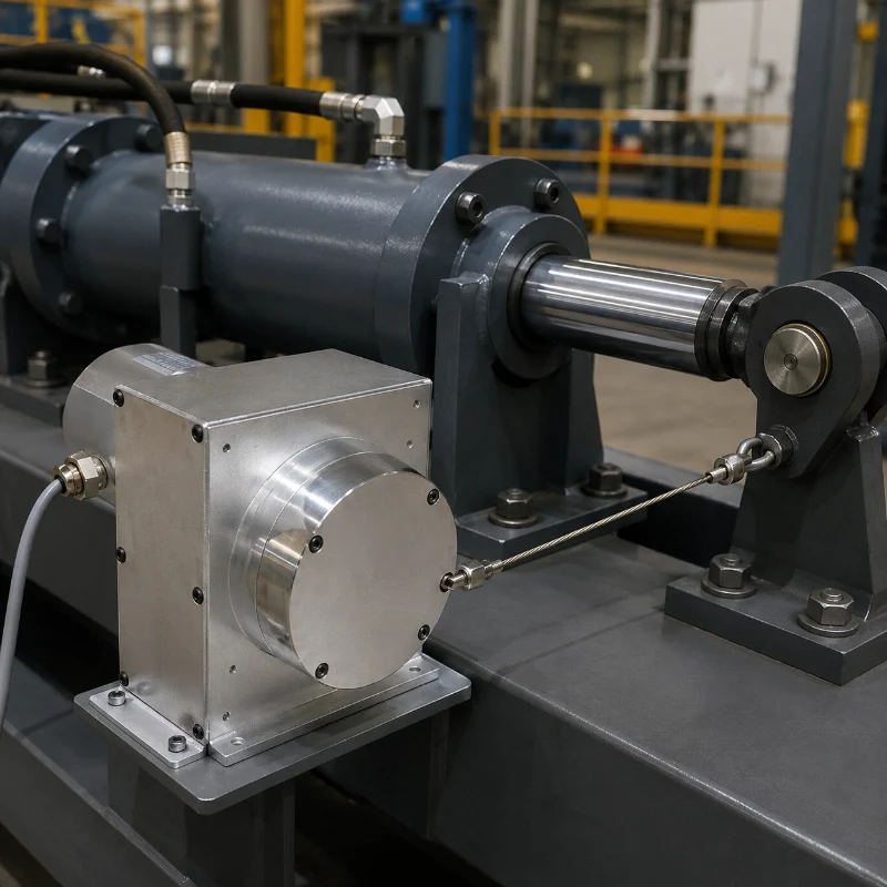 long range draw wire position sensor for dam gate control