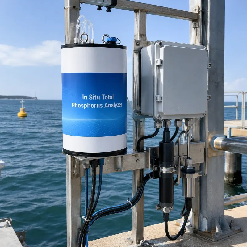 outdoor total phosphorus analyzer installed on marine monitoring platform