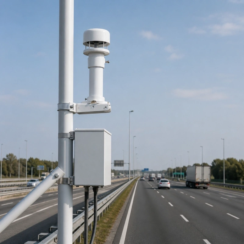 Roadside compact weather sensor for highway weather monitoring