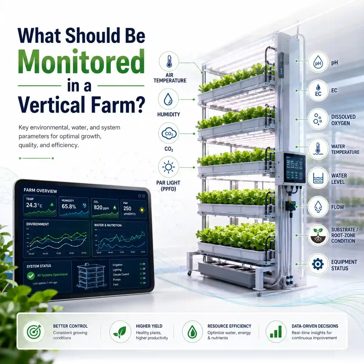 ¿Qué aspectos deben controlarse en una granja vertical?