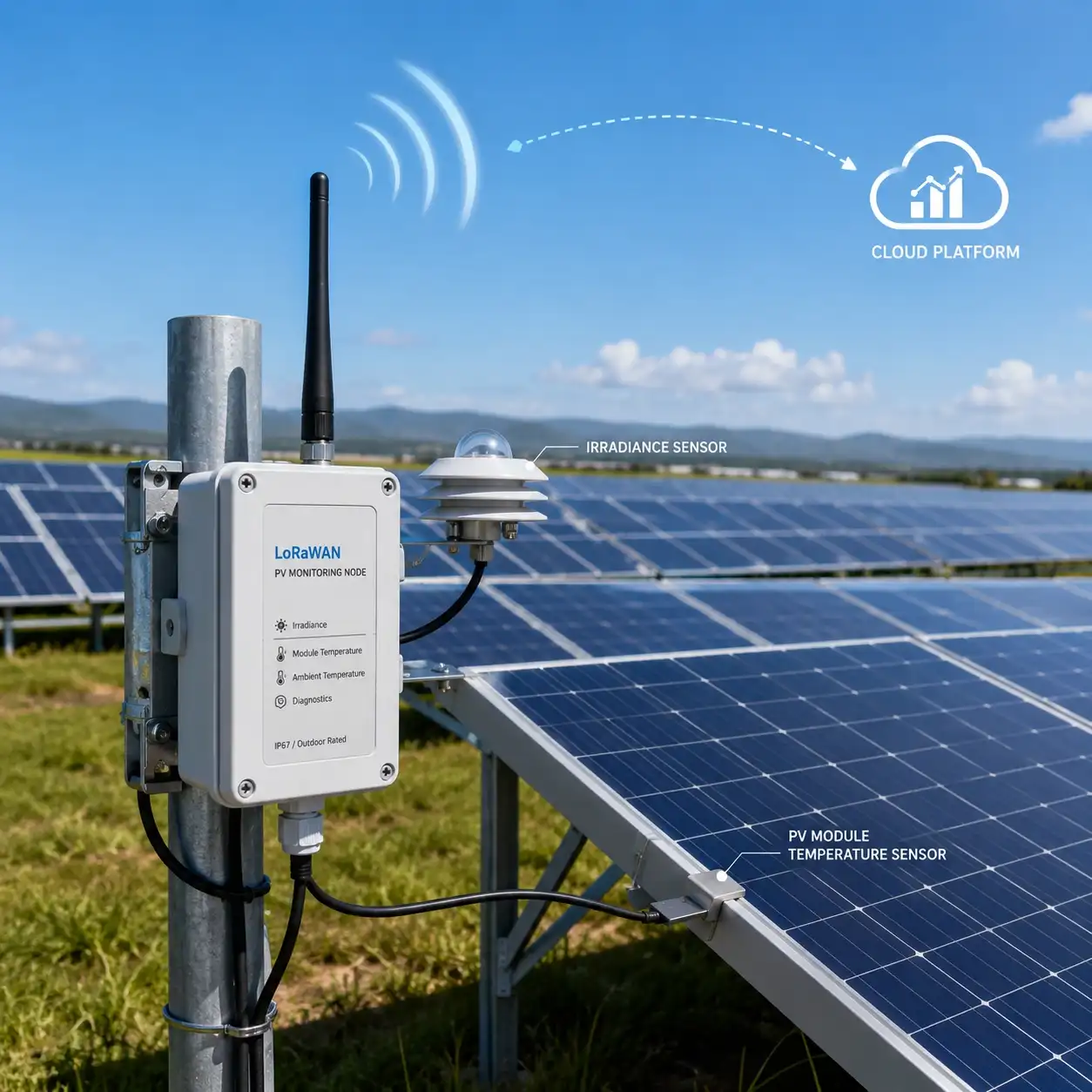 Как узлы LoRaWAN упрощают мониторинг фотоэлектрических систем на крупных солнечных электростанциях