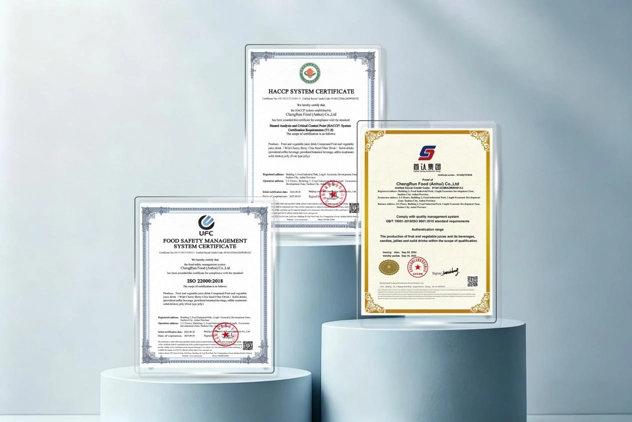 September 30, 2024: Chengrun Foods obtained ISO9001, ISO22000 and HACCP certifications.