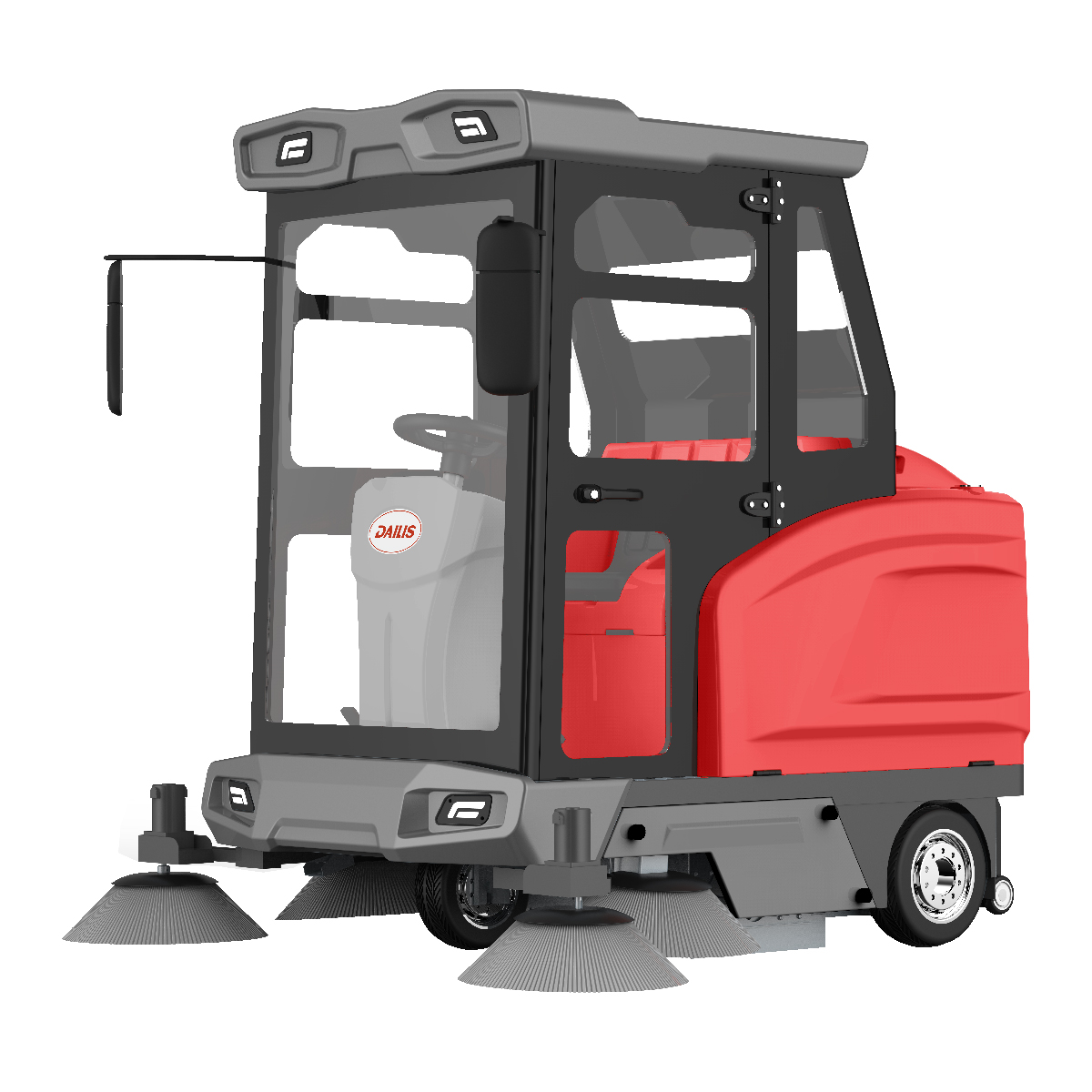 Dailis Large Fully enclosed Industrial Electric Ride-on Road Sweeper – Cleaning path 2000 MM – Up to 15,500 M²/H