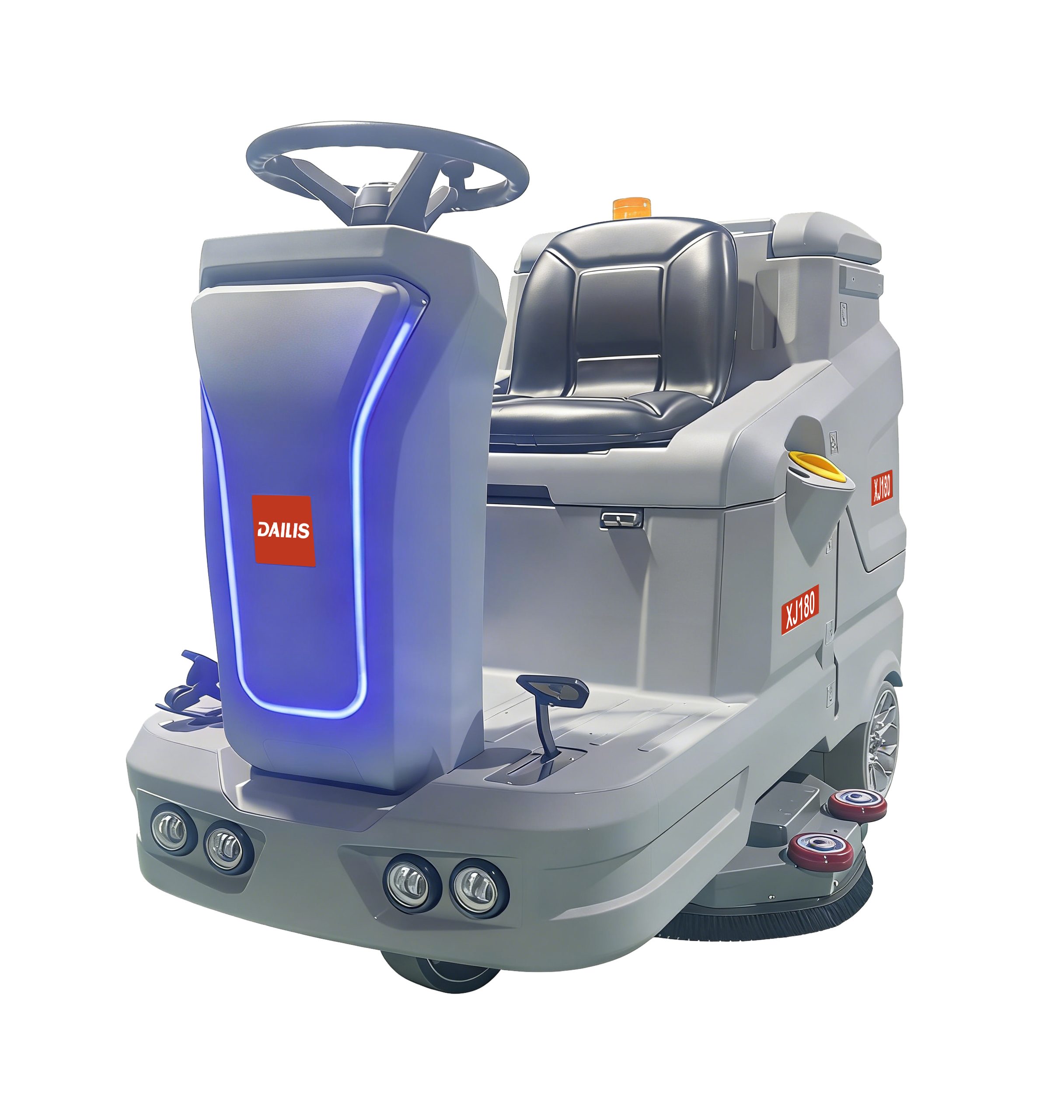 Dailis 18″ Double Brush Ride-on Floor Scrubber Machine with Battery