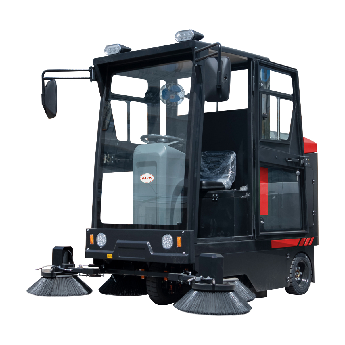 Dailis Mid-Size Fully enclosed Industrial Electric Ride-on Road Sweeper – Cleaning path 1,950 MM – Up to 13,000 M²/H