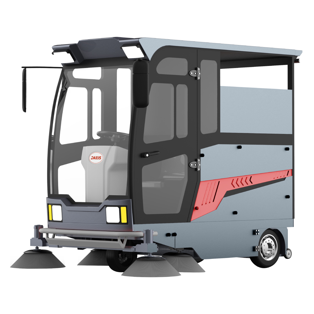 Dailis Large Fully enclosed Industrial Electric Ride-on Road Sweeper – Cleaning path 2,100 MM – Up to 15,000 M²/H