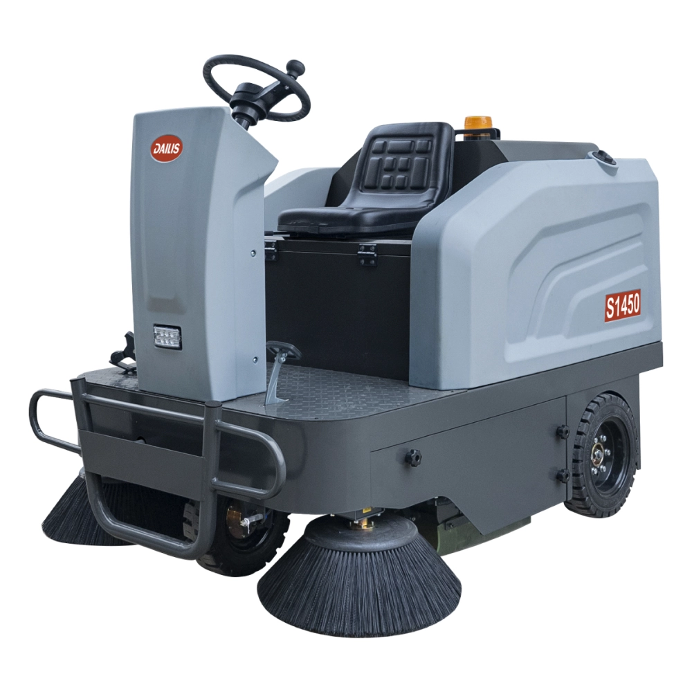 Dailis Compact Industrial Electric Ride-on Floor Sweeper – Cleaning path 1400 MM – Up to 10,000 M²/H