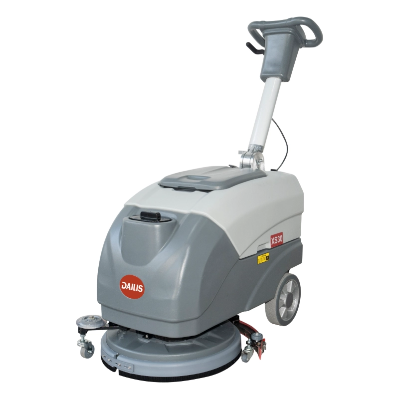 Dailis 15″ Single Brush Foldable Hand Push Floor Scrubber Machine with Battery