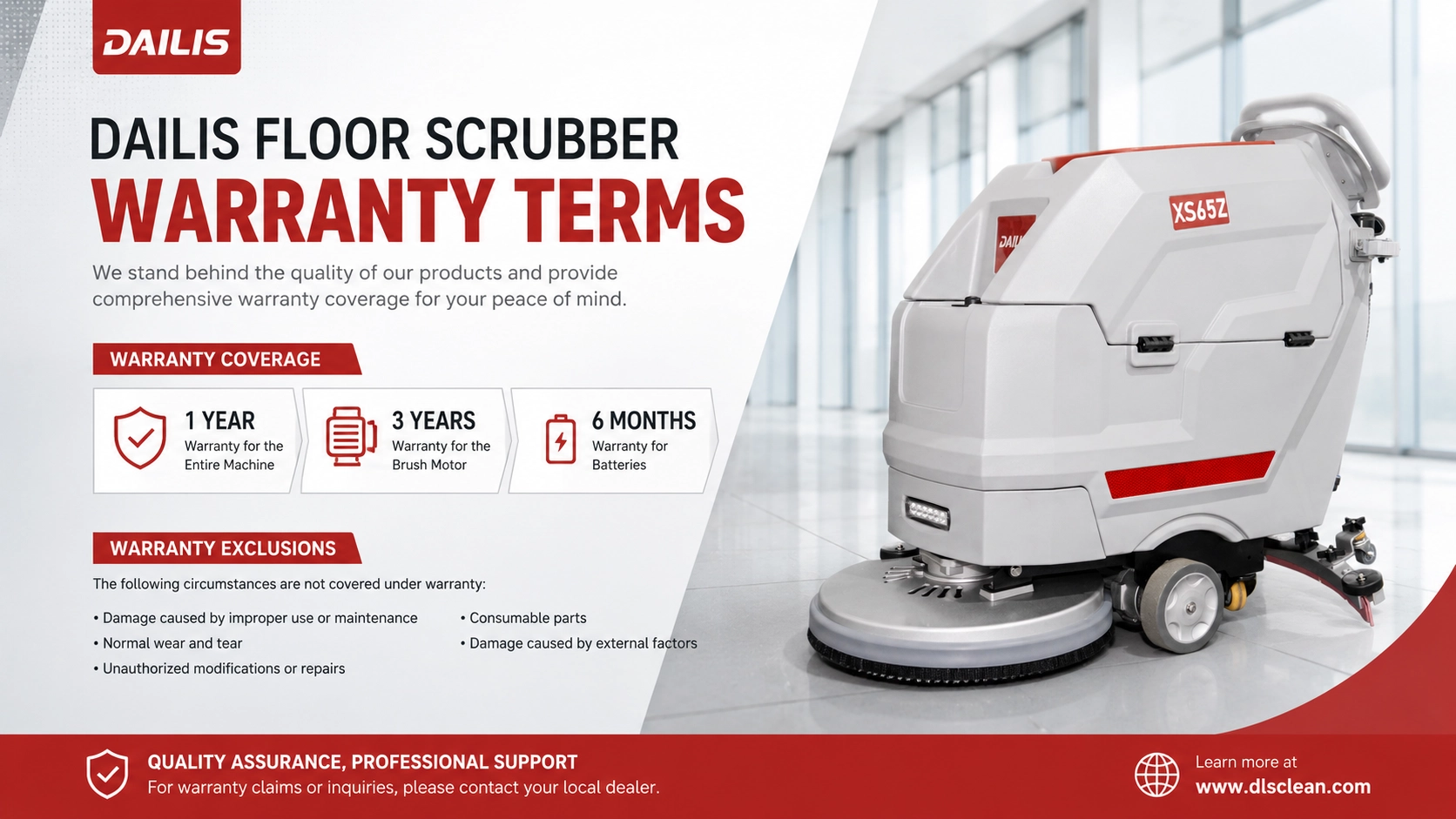DAILIS FLOOR SCRUBBER WARRANTY TERMS