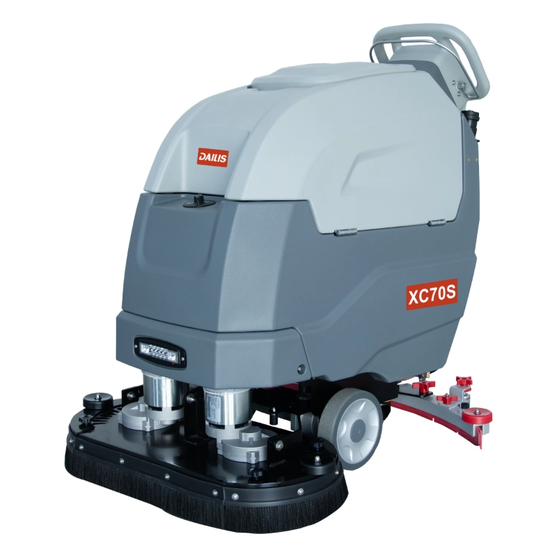 Dailis 13″ Double Brush Walk-behind Floor Scrubber Machine with Battery