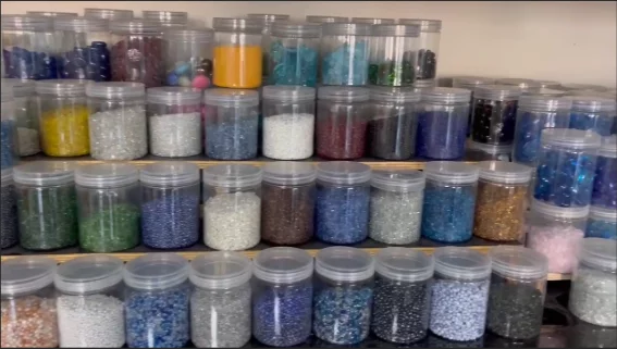 Glass bead workshop production process...