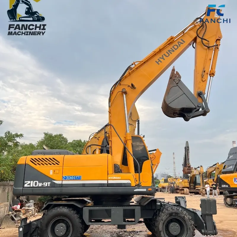 Hot Sale Used Hyundai 210W-9T Wheeled Hydraulic Excavator Equipment
