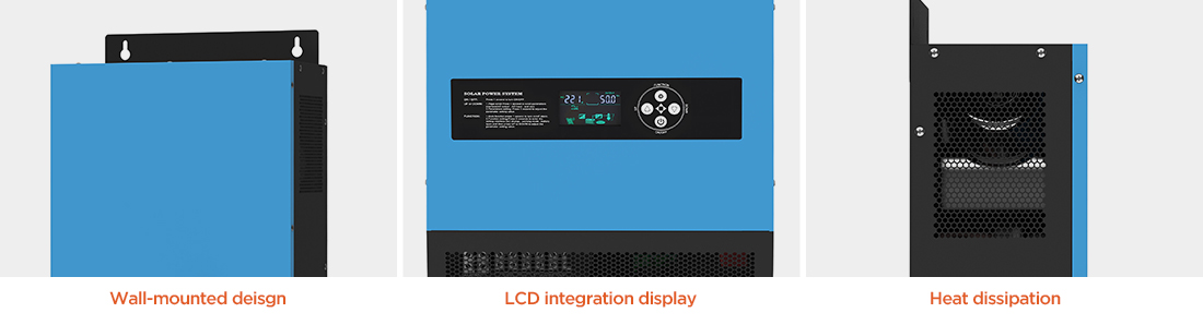 Solvic 1000W-6000W low frequency split phase inverter case build and LCD screen close-up – 12V/24V/48V system with status display