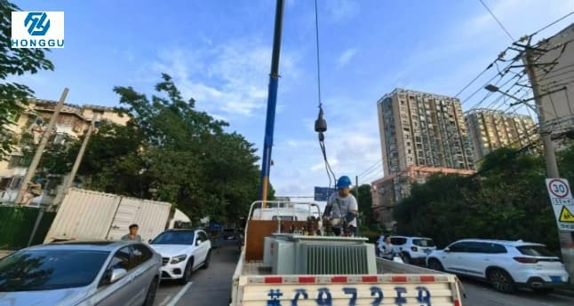 On-Site Hoisting & Installation of Oil-Immersed Distribution Transformer for Urban Power Grid Upgrade