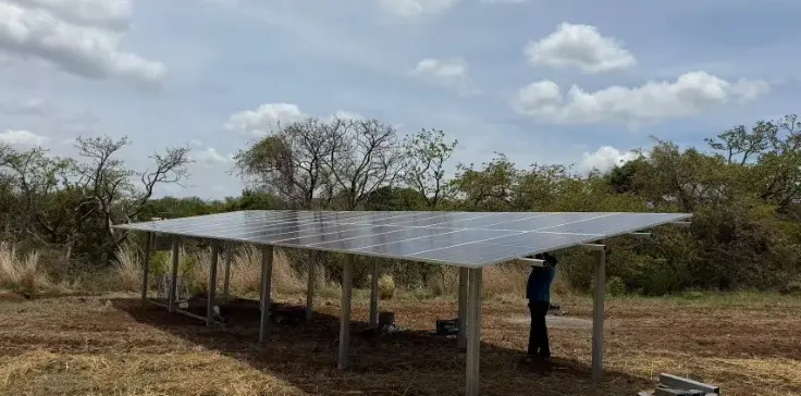 Solar photovoltaic and battery energy storage system providing electricity to a remote village in Colombia.
