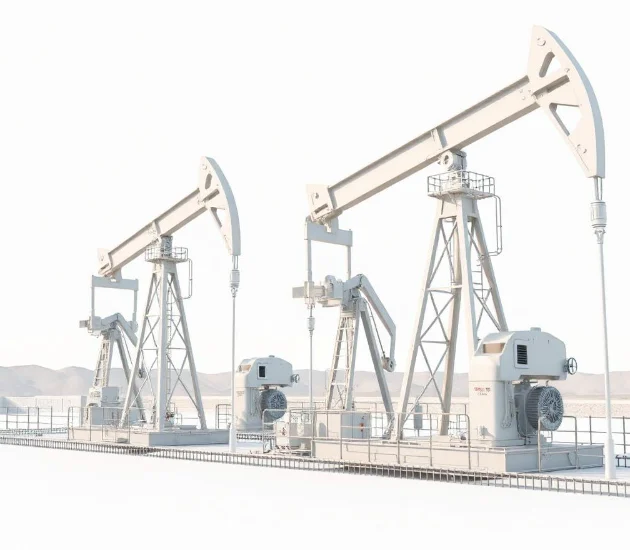 Solar-powered microgrid with battery storage and control system powering oil field pumping units and processing equipment.