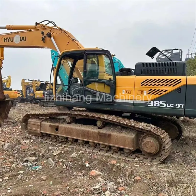 Excavadora Hyundai 385LC-9T usada de alta eficiencia, equipo de construcción pesada