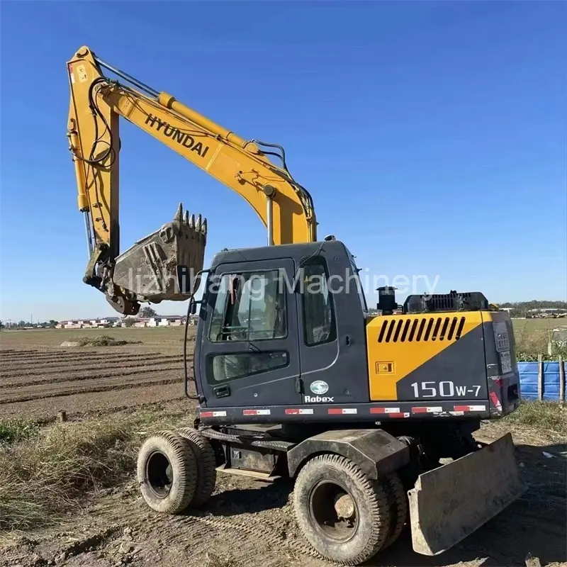 Excavadora de ruedas Hyundai 150W-7 de 15 toneladas de Corea, de viaje rápido