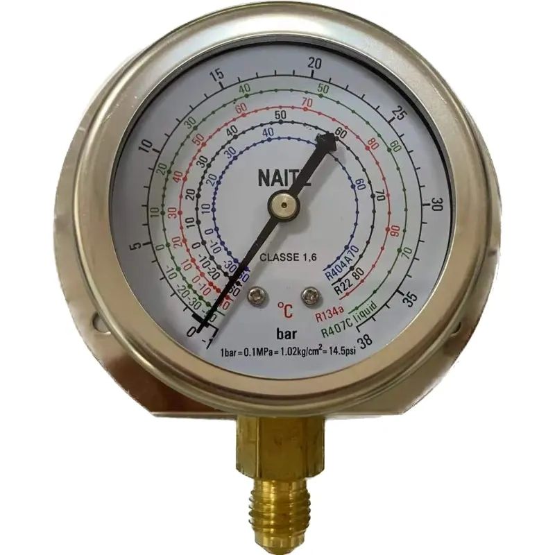 Refrigeration tool high and low manifold pressure gauge