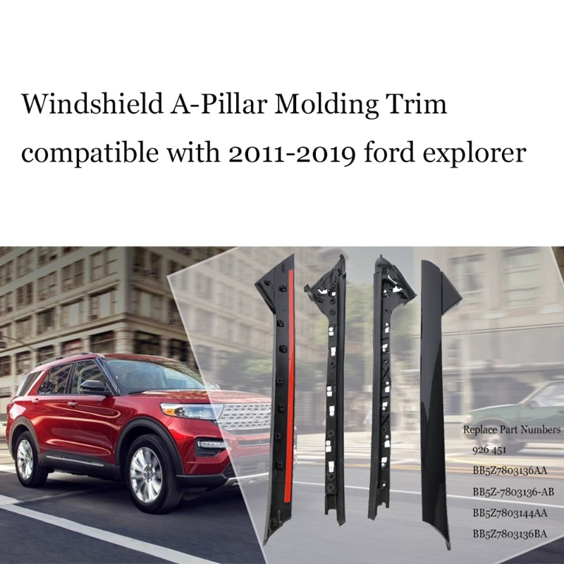 Takilma Windshield Trim Molding A-Pillar Set 926-451 Right Driver Side Outer and Inner 2 Pack Compatible with Ford Explorer 2011-2019 Replaces BB5Z7803136AA, BB5Z-7803136-AB, BB5Z7803144AA, BB5Z7803136BA