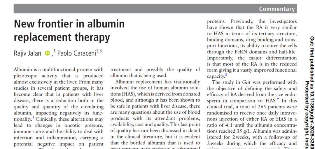 Gut commentary highlighting the significant clinical implications of Olbumin®
