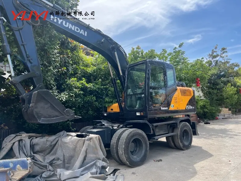 Hyundai Wheel Second Hand Excavator 15 Ton 150 150W Excavator Used Excavators Original Robex Korea Hyundai 150W-9T
