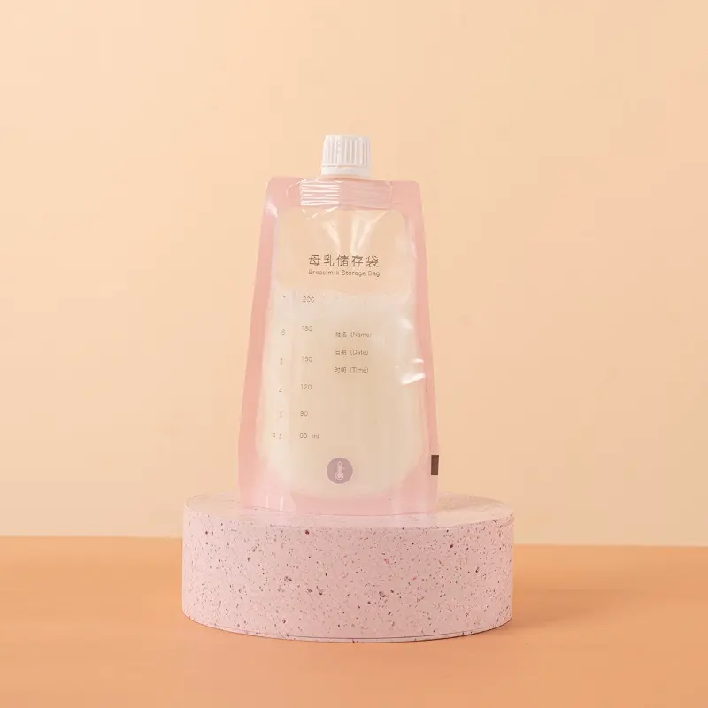 Vertical breastmilk storage bag with cap，Customisable vertical breastmilk storage bags，Vertical Breastmilk Storage Bags Custom Manufacturing