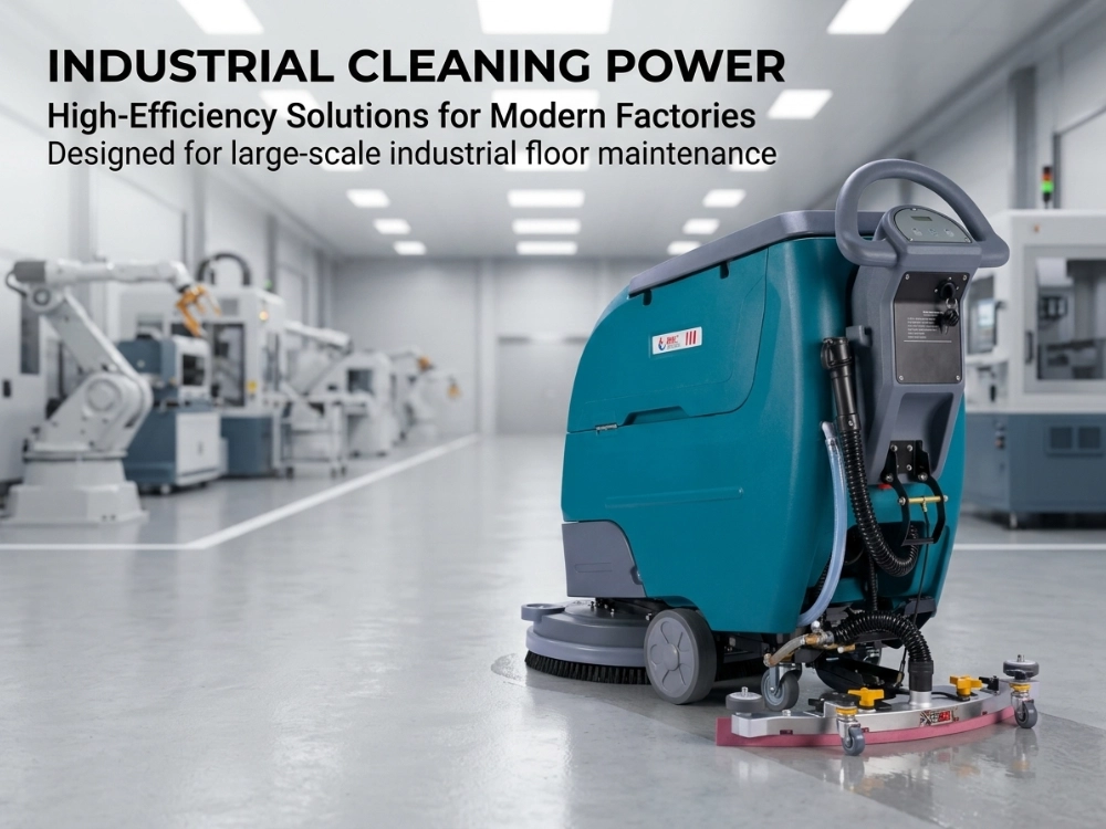  Industrial walk behind floor scrubber for factory workshop concrete floor cleaning 