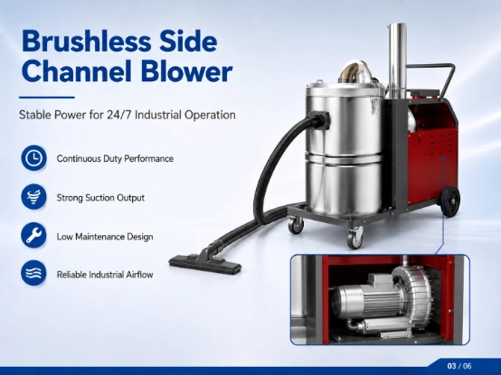 ZY-G1 industrial vacuum cleaner internal brushless side channel blower detail picture, 24/7 continuous running industrial vacuum motor, strong suction, low maintenance stable airflow industrial dust collector