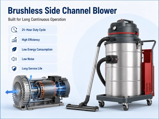 ZY-G3 industrial vacuum cleaner brushless side channel blower cross-section diagram, support 24-hour continuous work, high efficiency, low power consumption, low noise and long service life