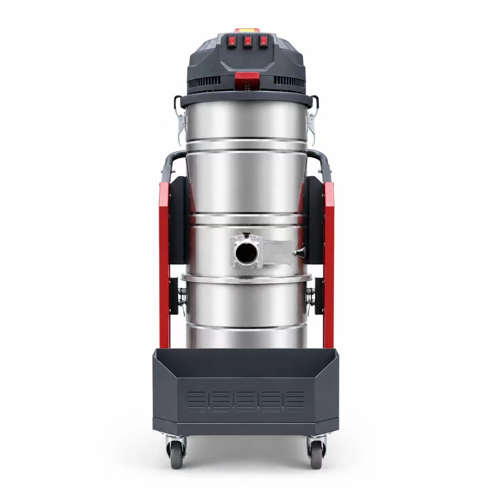 ZY-G5 wet and dry industrial vacuum cleaner back view with triple motor and stainless steel tank