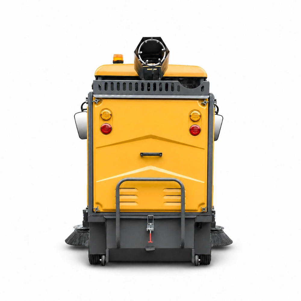 ZY-X2 fully enclosed ride-on industrial floor sweeper back view